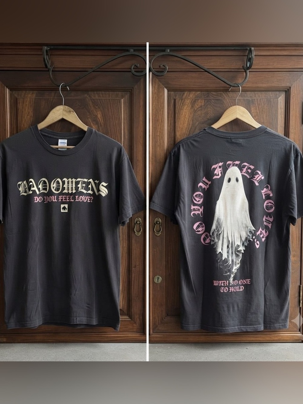 Bad omens Black Graphic Short-Sleeve Tee with Ghost Print